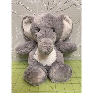 Ebba 11” Plush Gray & White Elephant Stuffed Animal Soft Toy